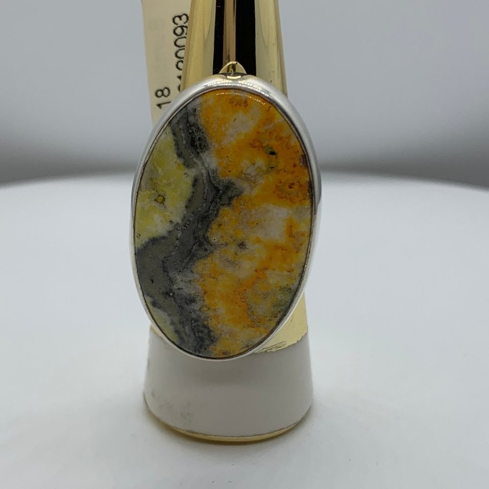 Sterling Silver Bumble Bee Jasper Adjustable Ring